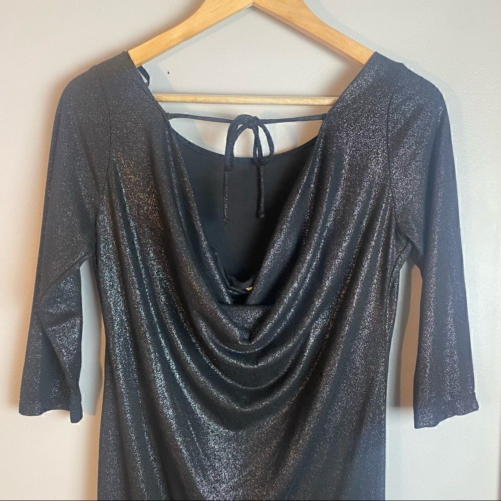 LUX black sequins low back bodycon dress - Picture 10 of 11